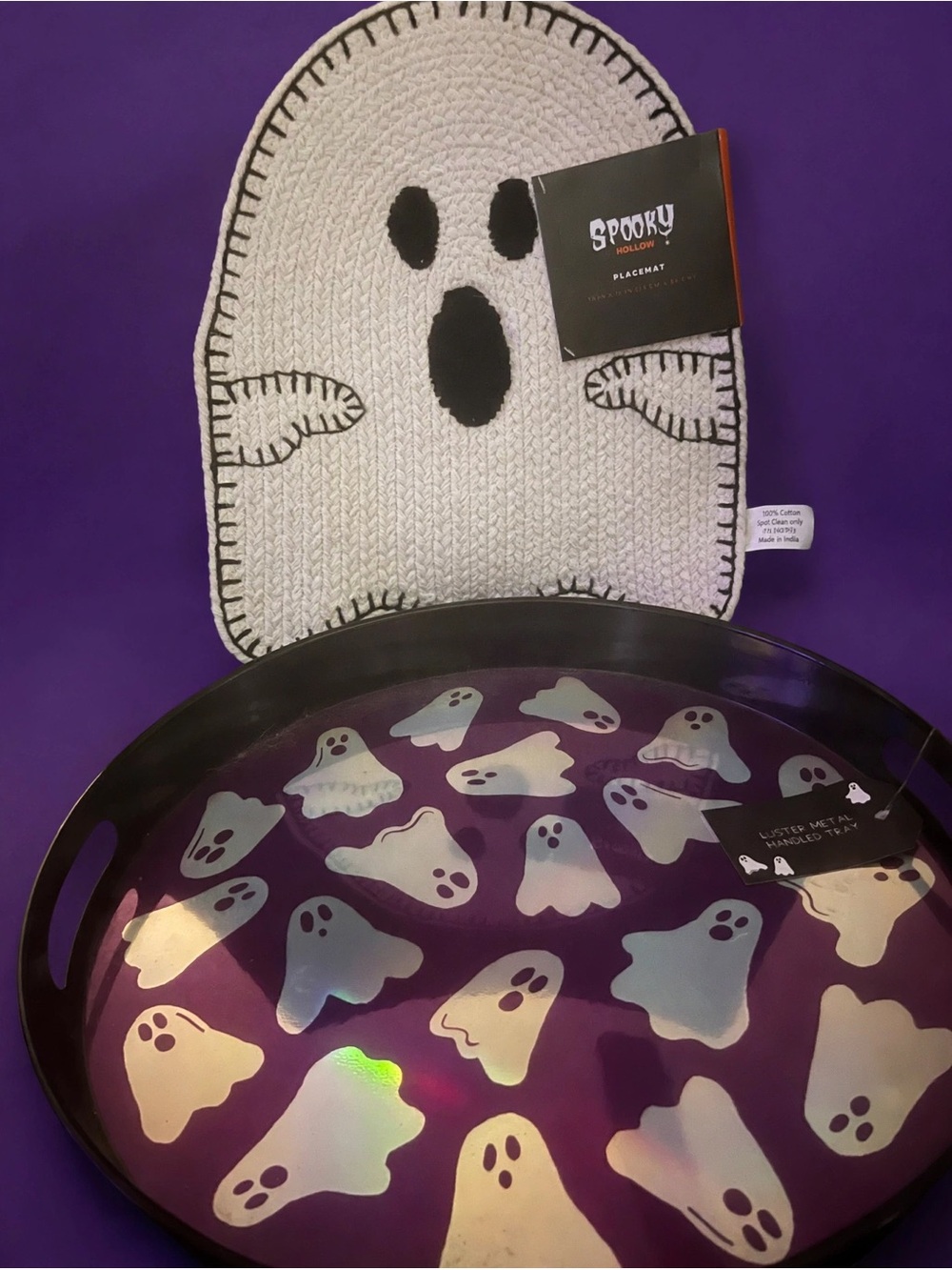 Ghost Placemat and Ghost Tray Set - White - Picture 1 of 7